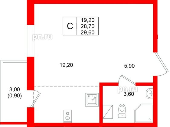 Квартира в ЖК Клюква.Парк, студия, 29.6 м², 10 этаж