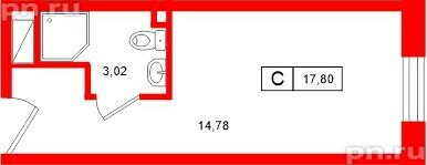 Апартаменты в ЖК «Нигилист», студия, 17.8 м², 9 этаж