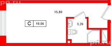 Апартаменты в ЖК «Нигилист», студия, 19.06 м², 11 этаж