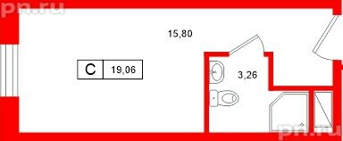 Апартаменты в ЖК «Нигилист», студия, 19.06 м², 6 этаж