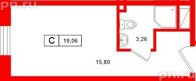 Апартаменты в ЖК «Нигилист», студия, 19.06 м², 11 этаж