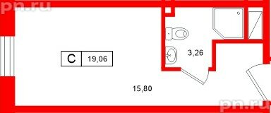 Апартаменты в ЖК «Нигилист», студия, 19.06 м², 6 этаж