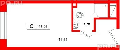 Апартаменты в ЖК «Нигилист», студия, 19.09 м², 8 этаж