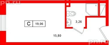 Апартаменты в ЖК «Нигилист», студия, 19.06 м², 11 этаж