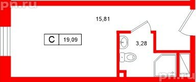 Апартаменты в ЖК «Нигилист», студия, 19.09 м², 9 этаж