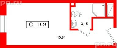 Апартаменты в ЖК «Нигилист», студия, 18.96 м², 8 этаж