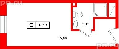 Апартаменты в ЖК «Нигилист», студия, 18.93 м², 10 этаж