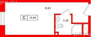 Апартаменты в ЖК «Нигилист», студия, 19.09 м², 7 этаж