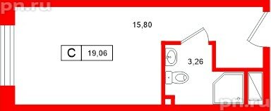 Апартаменты в ЖК «Нигилист», студия, 19.06 м², 10 этаж