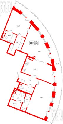 Квартира в ЖК «Аристократ», 3 комнатная, 101.21 м², 7 этаж