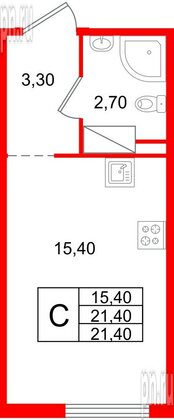 Квартира в ЖК «Октябрьская Набережная», студия, 21.4 м², 10 этаж