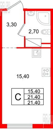 Квартира в ЖК «Октябрьская Набережная», студия, 21.4 м², 16 этаж