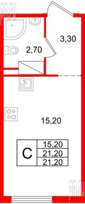 Квартира в ЖК «Октябрьская Набережная», студия, 21.2 м², 5 этаж
