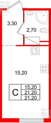 Квартира в ЖК «Октябрьская Набережная», студия, 21.2 м², 5 этаж