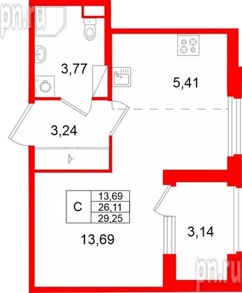 Квартира в ЖК «Дубровский», студия, 29.25 м², 4 этаж