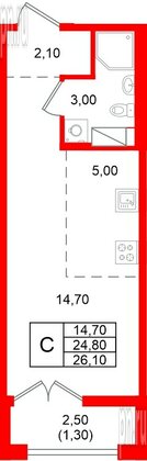 Квартира в ЖК «Кронунг Юг», студия, 26.1 м², 3 этаж