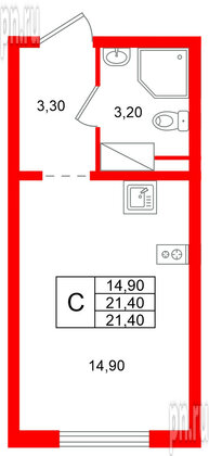 Квартира в ЖК «Ручьи–2», студия, 21.4 м², 8 этаж