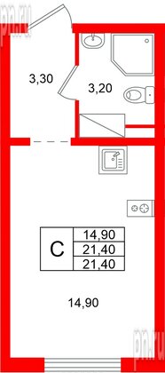 Квартира в ЖК «Ручьи–2», студия, 21.4 м², 8 этаж
