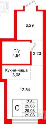 Квартира в ЖК «Северный ветер», студия, 29.08 м², 4 этаж