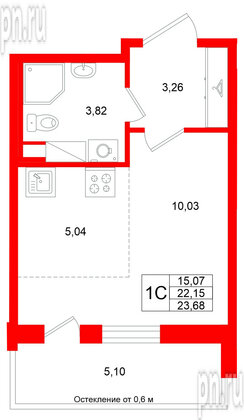 Квартира в ЖК Титул в Московском, студия, 22.15 м², 10 этаж