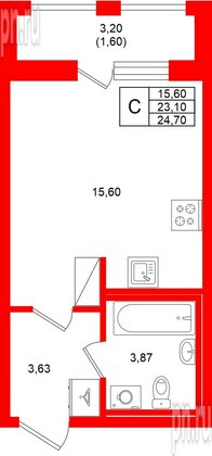 Квартира в ЖК «Аквилон Солар», студия, 24.7 м², 10 этаж