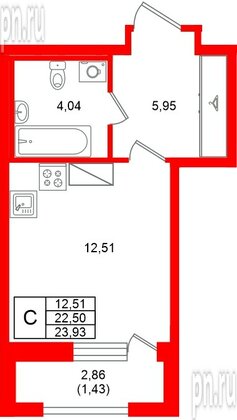 Квартира в ЖК «Аквилон Солар», студия, 23.93 м², 9 этаж