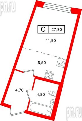 Квартира в ЖК «Цвет Зеленогорска», студия, 27.9 м², 2 этаж