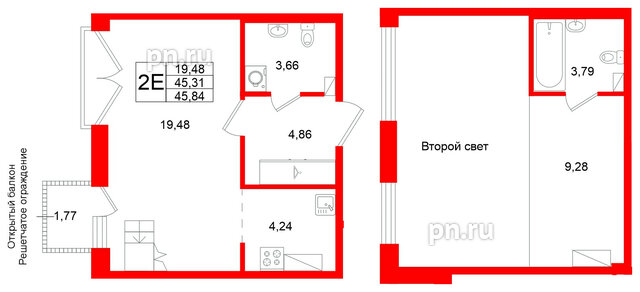 Квартира в ЖК Аристократ, 1 комнатная, 45.31 м², 8 этаж