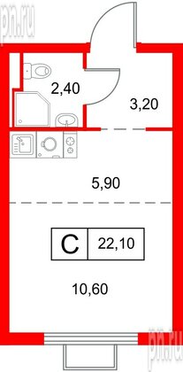 Квартира в ЖК «Янинский Лес», студия, 22.1 м², 2 этаж