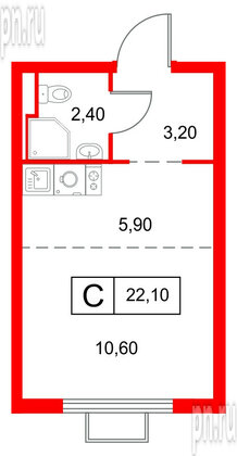 Квартира в ЖК «Янинский Лес», студия, 22.1 м², 14 этаж