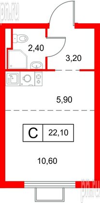 Квартира в ЖК «Янинский Лес», студия, 22.1 м², 9 этаж