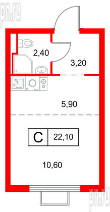 Квартира в ЖК Янинский Лес, студия, 22.1 м², 15 этаж