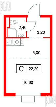 Квартира в ЖК Янинский Лес, студия, 22.2 м², 6 этаж
