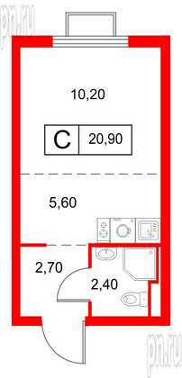 Квартира в ЖК Янинский Лес, студия, 20.9 м², 8 этаж