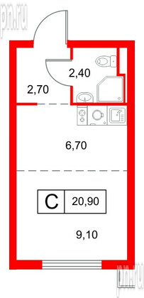 Квартира в ЖК Янинский Лес, студия, 20.9 м², 15 этаж