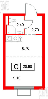 Квартира в ЖК Янинский Лес, студия, 20.9 м², 11 этаж
