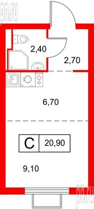 Квартира в ЖК «Янинский Лес», студия, 20.9 м², 15 этаж
