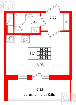 Квартира в ЖК «Город звёзд», студия, 22.53 м², 12 этаж
