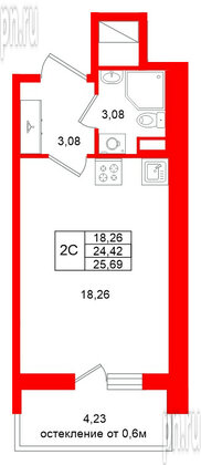 Квартира в ЖК «Город звёзд», студия, 24.42 м², 13 этаж