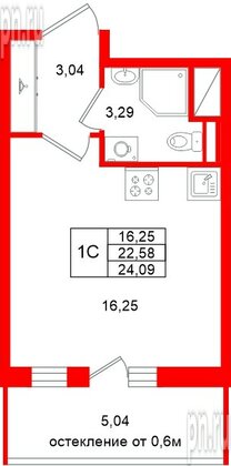 Квартира в ЖК «Город звёзд», студия, 22.58 м², 9 этаж