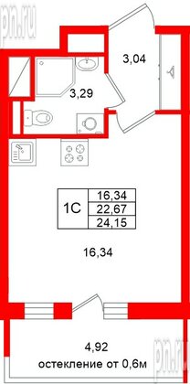 Квартира в ЖК «Город звёзд», студия, 22.67 м², 18 этаж