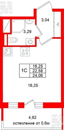 Квартира в ЖК «Город звёзд», студия, 22.58 м², 3 этаж