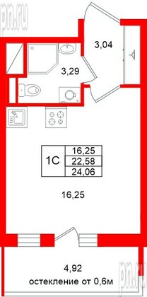 Квартира в ЖК «Город звёзд», студия, 22.58 м², 3 этаж