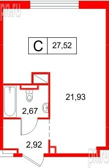 Апартаменты в ЖК «Космос Смарт Южный», студия, 27.52 м², 4 этаж