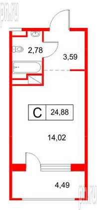 Апартаменты в ЖК «Космос Смарт Южный», студия, 24.88 м², 8 этаж