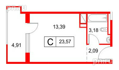 Апартаменты в ЖК «Космос Смарт Южный», студия, 23.57 м², 12 этаж