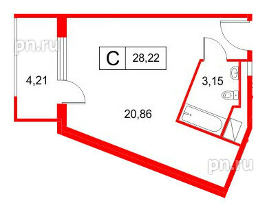 Апартаменты в ЖК «Космос Смарт Южный», студия, 28.22 м², 10 этаж