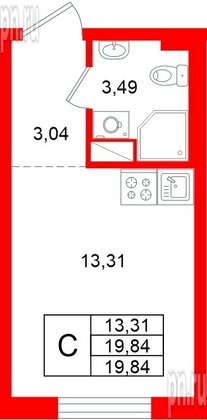 Квартира в ЖК «Аннино Сити», студия, 19.84 м², 3 этаж