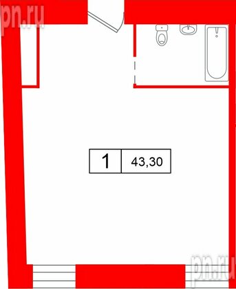 Апартаменты в ЖК «Кантемировская 11», 1 комнатные, 43.3 м², 1 этаж