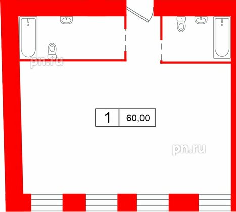Апартаменты в ЖК «Кантемировская 11», 1 комнатные, 60 м², 2 этаж